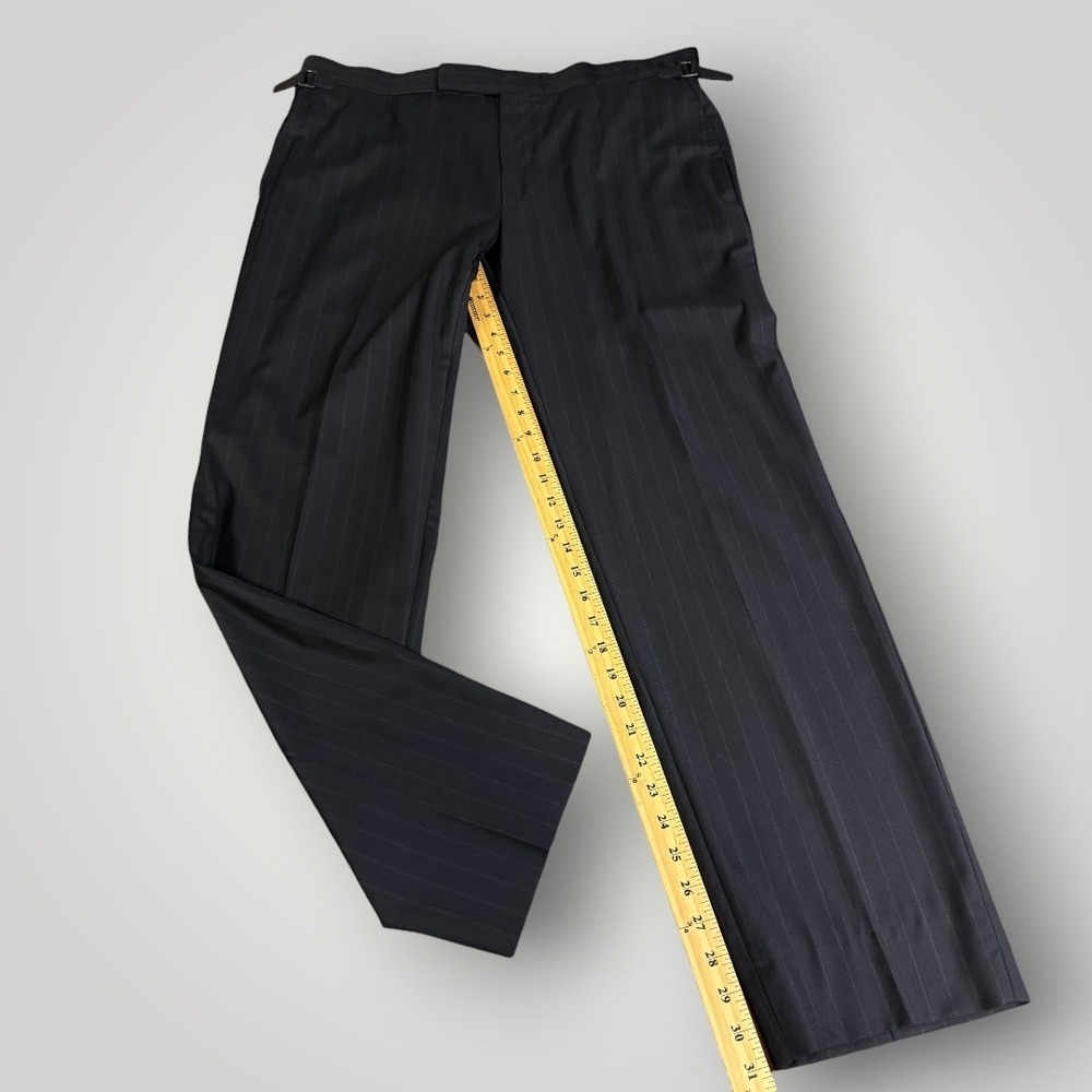 Tom Ford‎ Mens Navy Blue Wool Silk Shadow Stripe  Dress Pants 54R IT 38 US